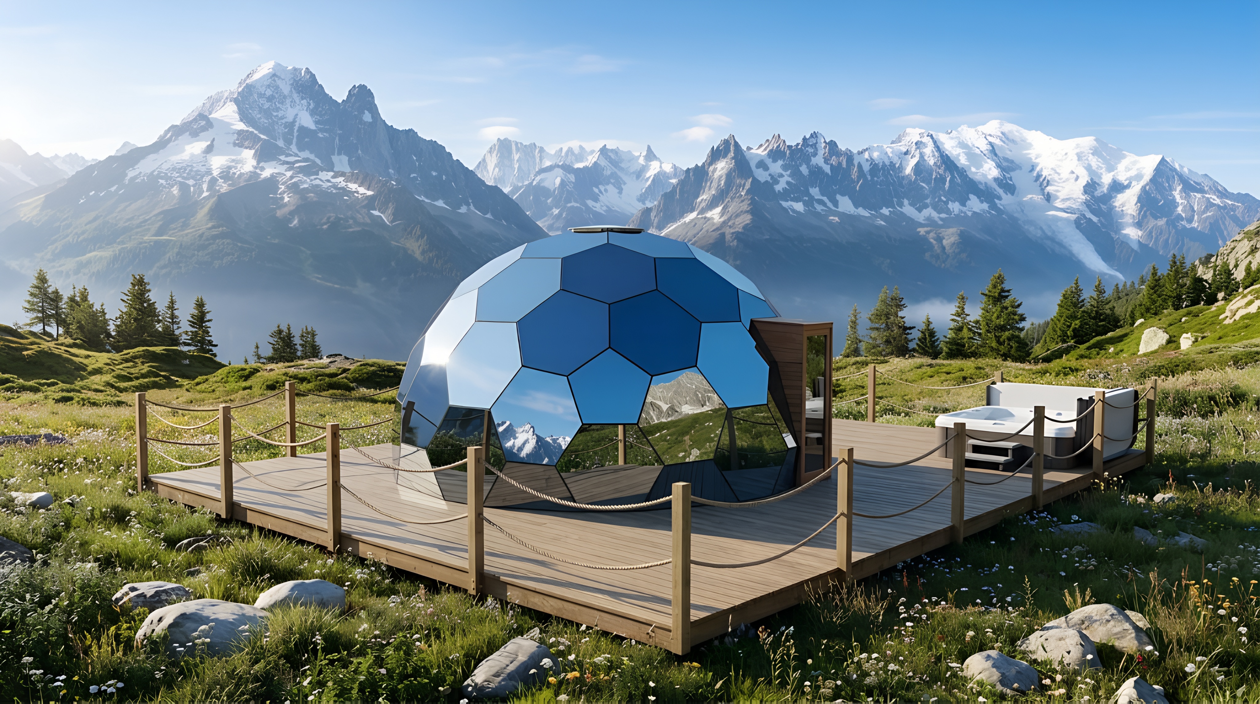 Géodome miroir en montagne